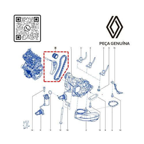 RN 737819 8201737819 KIT CORRENTE DA BOMBA DE OLEO 1.0 12V H5D KARDIAN - 3